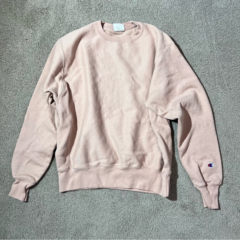 Champion Men's Pink reverse weave crewneck